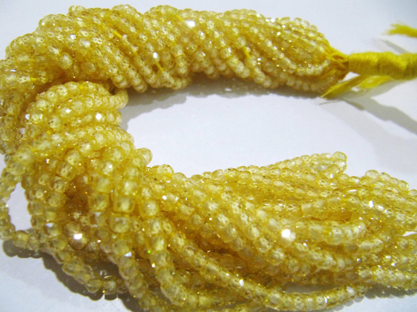 Natural Yellow Cubic Zirconia CZ Rondelle Faceted Beads 3mm Strand 13 inch long Top Quality Wholesale prices Jewelry making gemstone  beads
