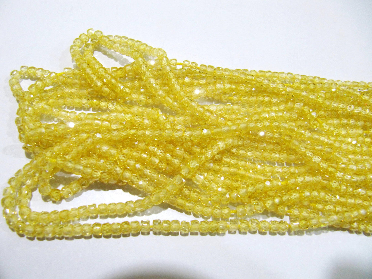 Natural Yellow Cubic Zirconia CZ Rondelle Faceted Beads 3mm Strand 13 inch long Top Quality Wholesale prices Jewelry making gemstone  beads