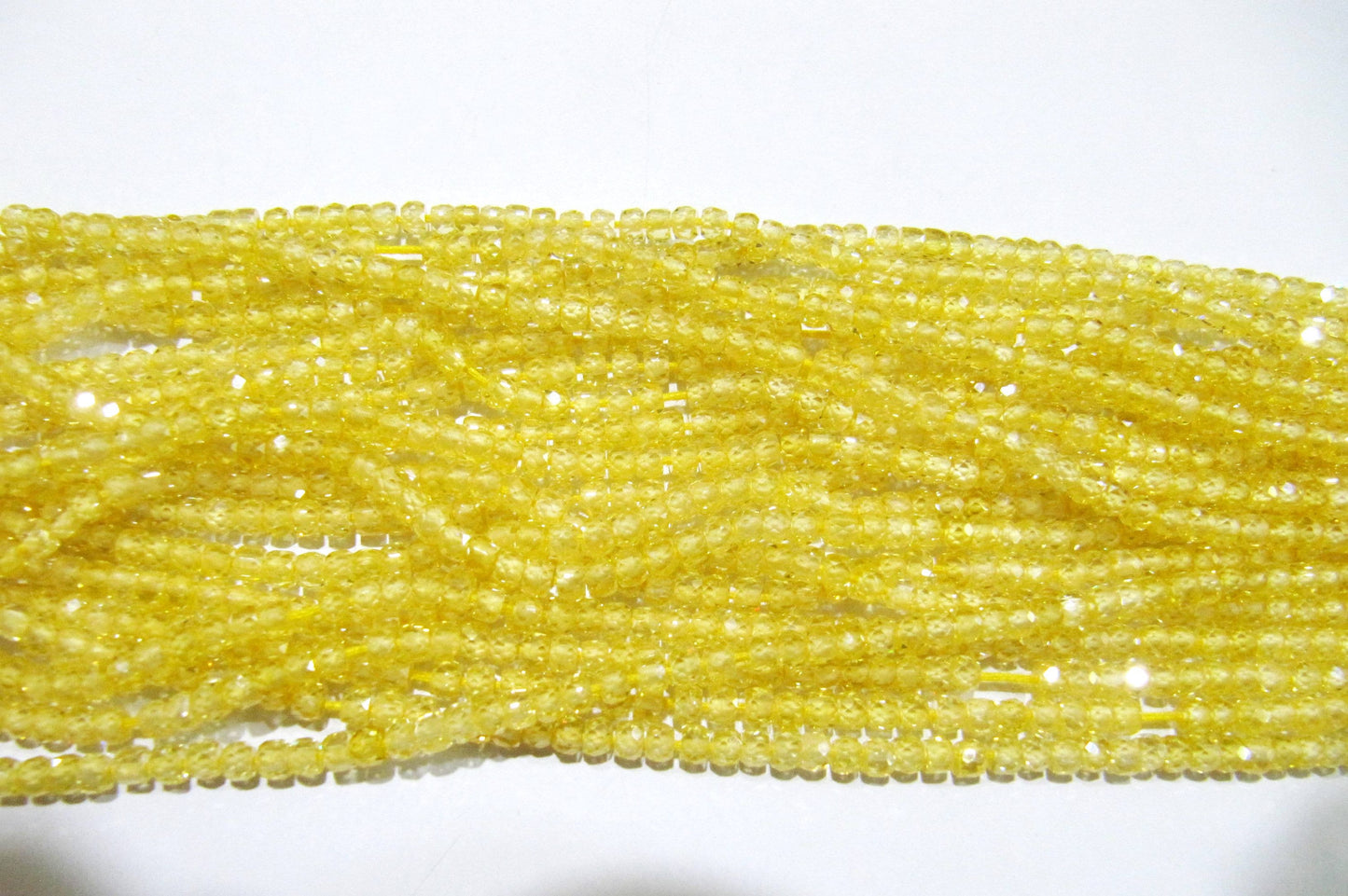 Natural Yellow Cubic Zirconia CZ Rondelle Faceted Beads 3mm Strand 13 inch long Top Quality Wholesale prices Jewelry making gemstone  beads