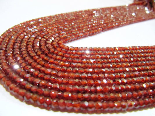Garnet color Cubic Zirconia CZ Rondelle Faceted Beads 3mm Strand 13 inch long Top Quality Wholesale prices Jewelry making gemstone