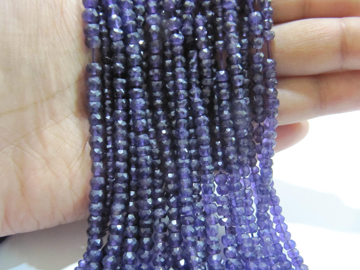 Natural Amethyst Rondelle Faceted Beads 3-4 mm best Quality Beads Strand 13 inches Long Jewelry making gemstone