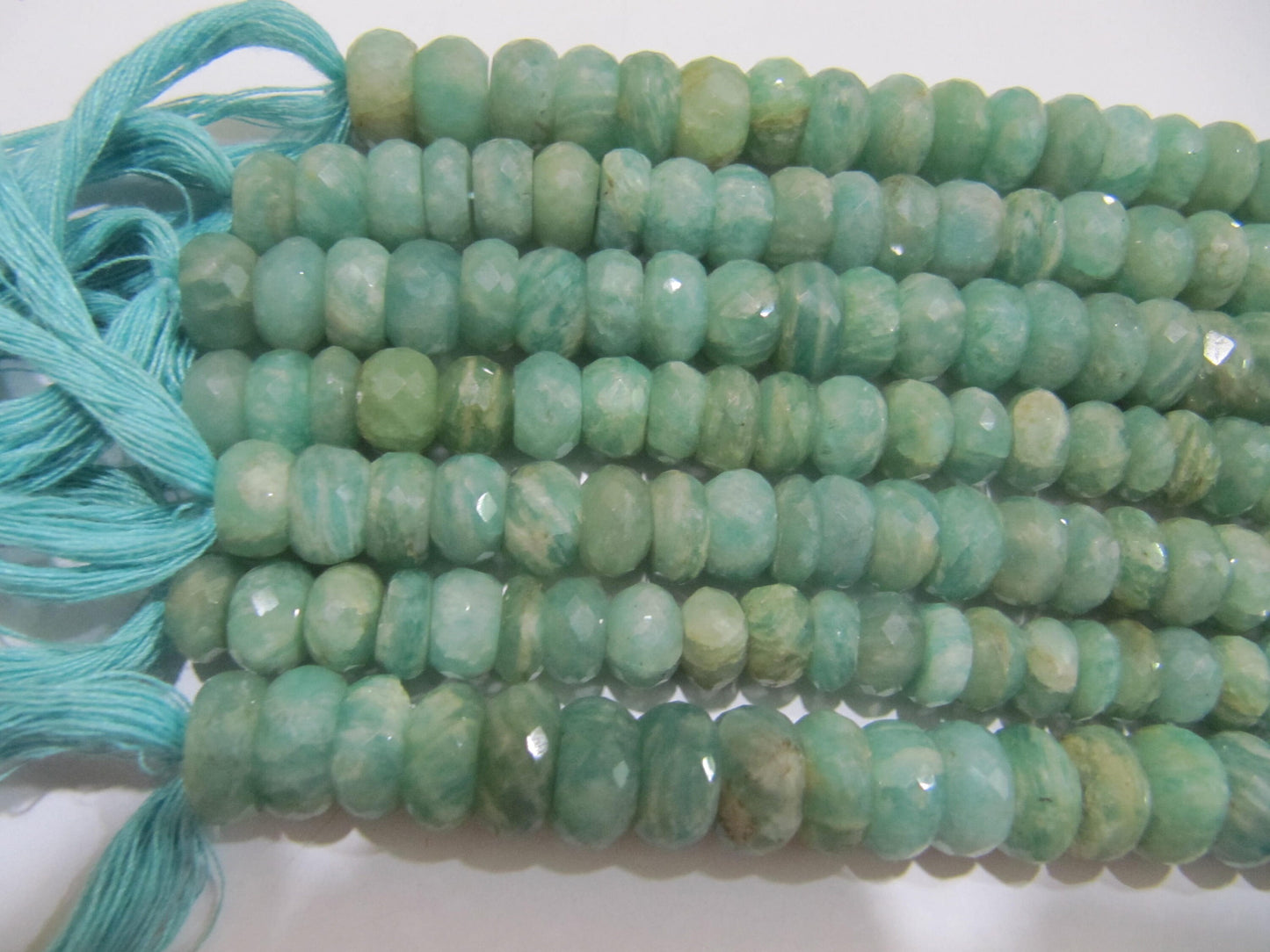 Natural Amazonite Rondelle Faceted 7 to 10 mm Gemstone Beads Strand 8 inch long High Quality Wholesale Prices Jewelry making gemstone beads