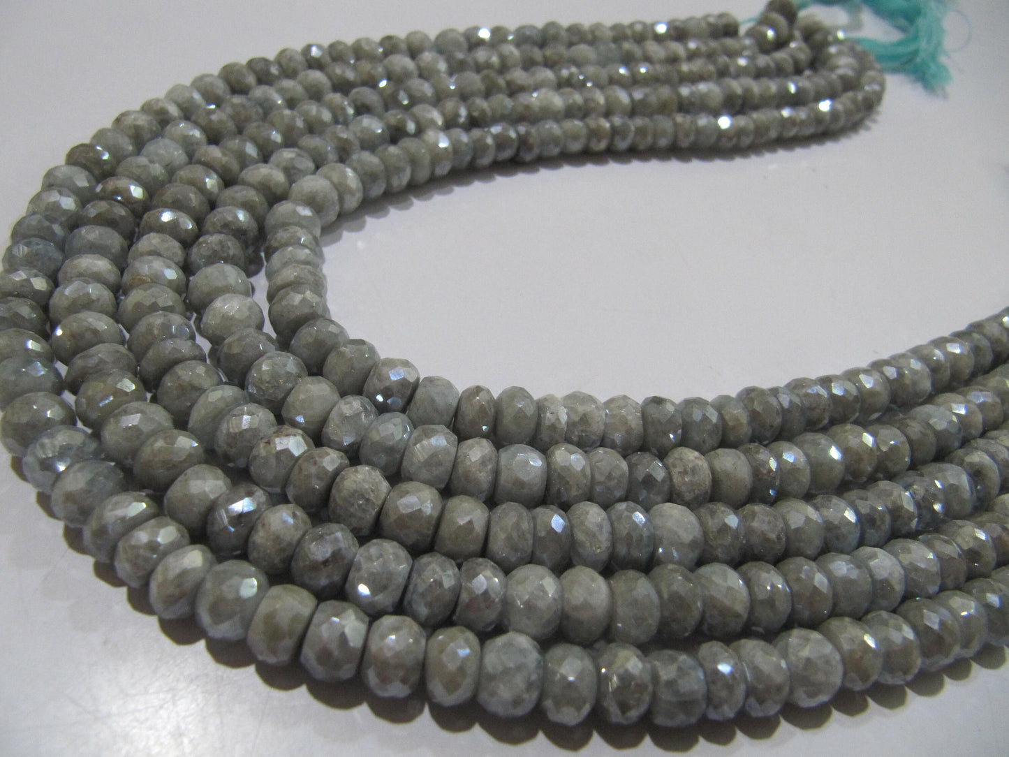 Natural Aquamarine Silver AB Mystic Coated Rondelle Faceted Beads 7-8mm Strand 8 inch long Top Quality Wholesale prices Jewelry making beads