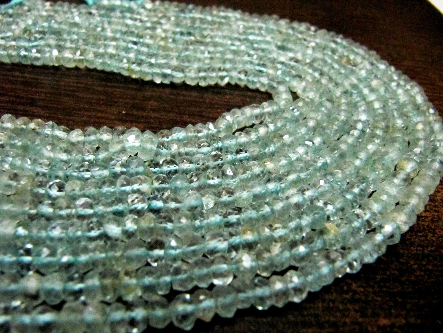Natural Aquamarine Rondelle Faceted 4-5 mm Gemstone Beads Strand 14 inches long Top Quality Wholesale Prices aquamarine Gemstone beads