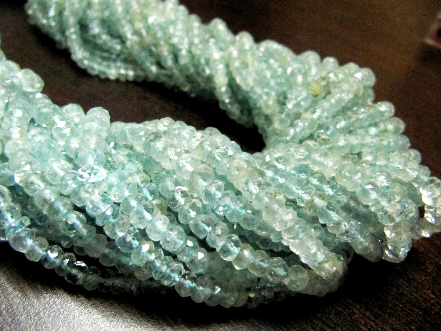 Natural Aquamarine Rondelle Faceted 4-5 mm Gemstone Beads Strand 14 inches long Top Quality Wholesale Prices aquamarine Gemstone beads
