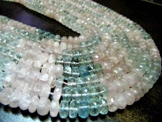 Natural Multi Color Aquamarine Rondelle Faceted 7 mm Gemstone Morganite Beads Strand 7 inch long High Quality Wholesale Prices jewelry beads
