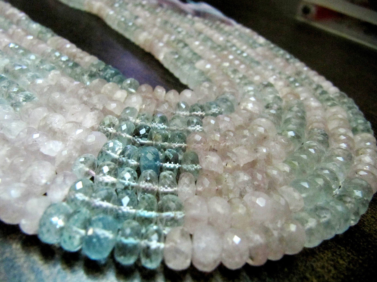 Natural Multi Color Aquamarine Rondelle Faceted 7 mm Gemstone Morganite Beads Strand 7 inch long High Quality Wholesale Prices jewelry beads