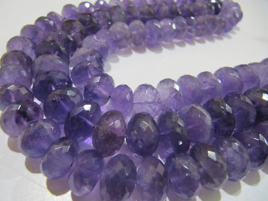 Natural Amethyst Rondelle Faceted 8-10mm Graduated Beads Strand 8 inches Long top quality Jewelry making  gemstone beads