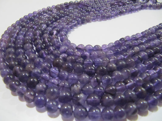 Natural Amethyst Round Plain Smooth 5-6mm Beads best Quality Beads Strand 13 inches Long Wholesale Prices jewelry making gemstone beads