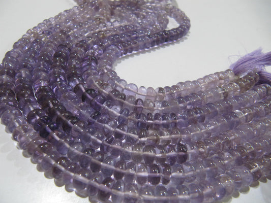 Natural Pink Amethyst Rondelle Plain Smooth 7-8mm Gemstone Beads Strand 9 inches Long top quality Jewelry making  gemstone beads