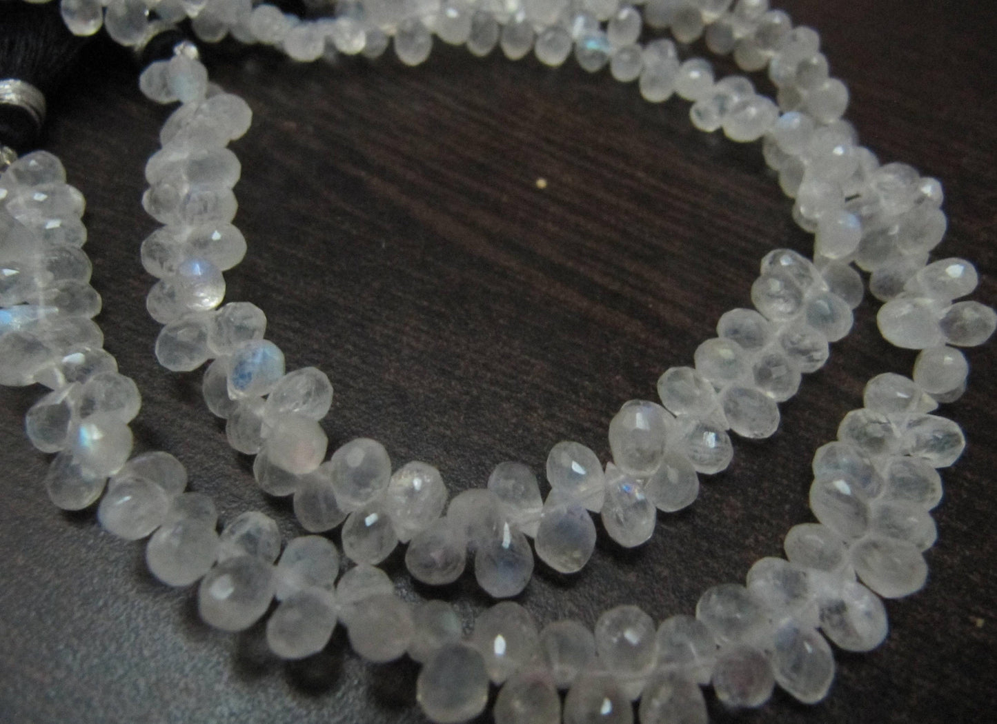 Natural White Rainbow Moonstone Tear Drop Shape 3x5mm Briolette Faceted Beads Strand 9 inches long Wholesale Prices top quality