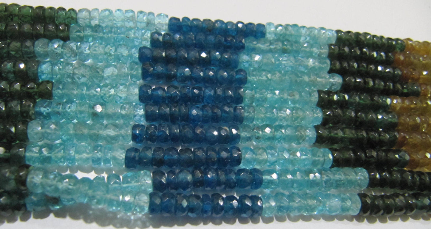 Natural Multi Apatite Rondelle Faceted 4-6mm Beads Strand 14 inches long Best Quality Beads Wholesale prices jewelry making gemstone beads