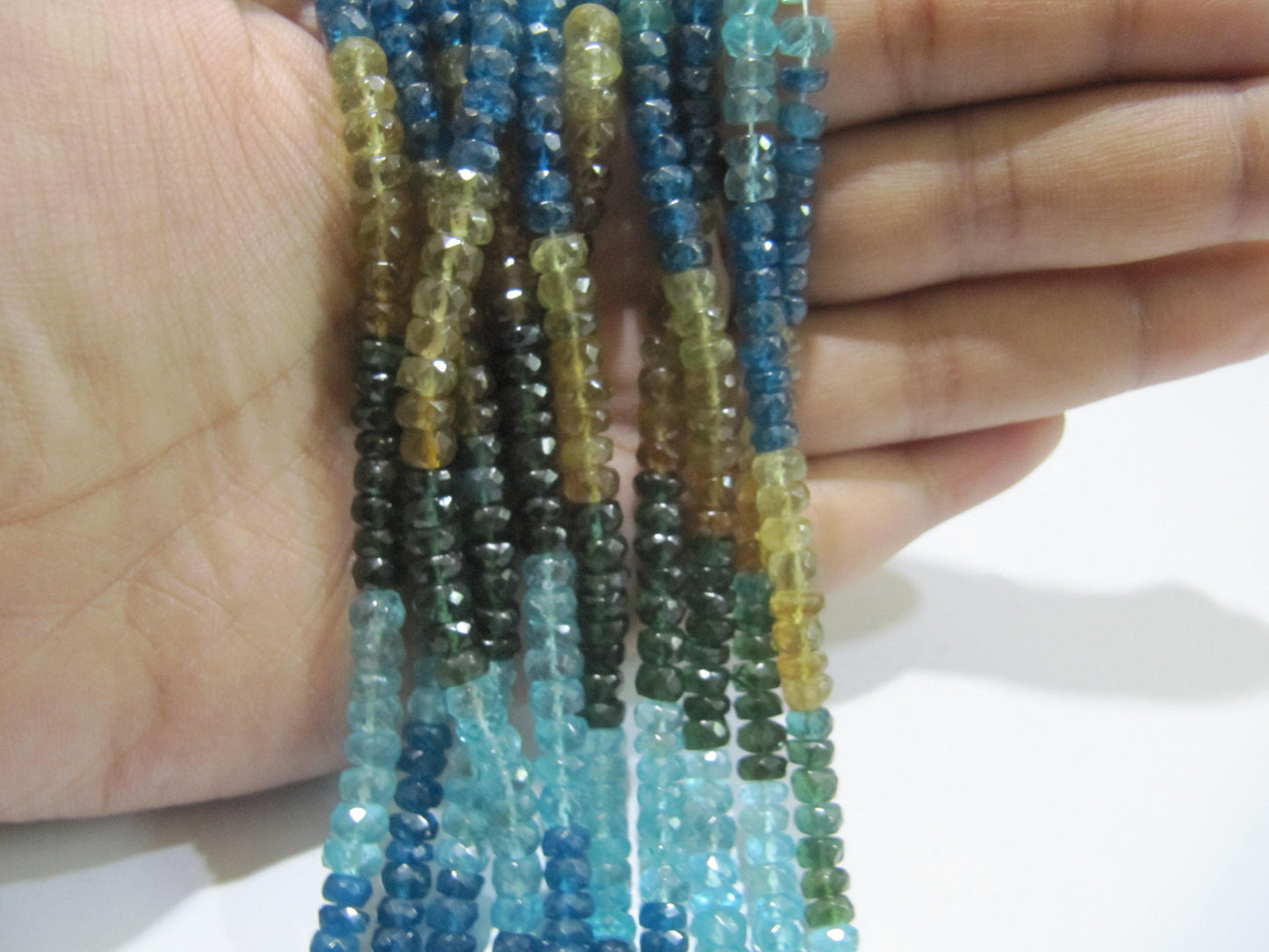 Natural Multi Apatite Rondelle Faceted 4-6mm Beads Strand 14 inches long Best Quality Beads Wholesale prices jewelry making gemstone beads