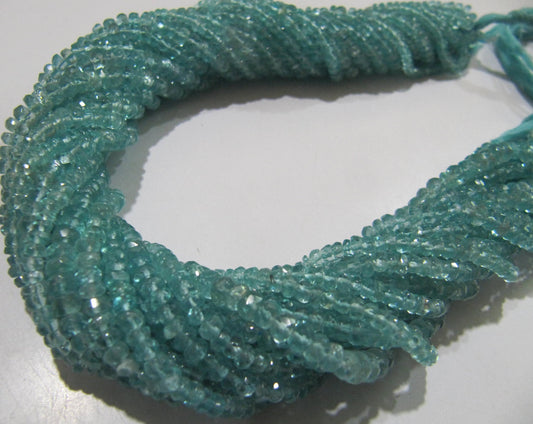 Natural Blue Apatite Rondelle Faceted 3-4 mm Beads Strand 14 inches long Best Quality Wholesale prices jewelry making gemstone beads