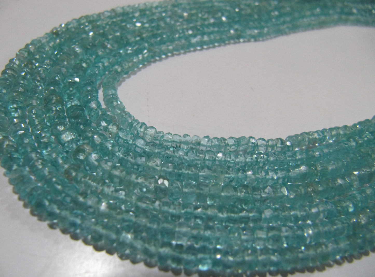 Natural Blue Apatite Rondelle Faceted 3-4 mm Beads Strand 14 inches long Best Quality Wholesale prices jewelry making gemstone beads