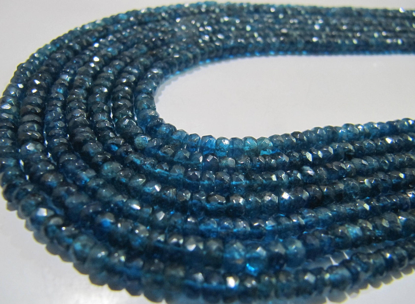 Natural Neon Apatite Rondelle Faceted 4 to 6 mm Beads Strand 14 inches long Best Quality Wholesale prices jewelry making gemstone beads