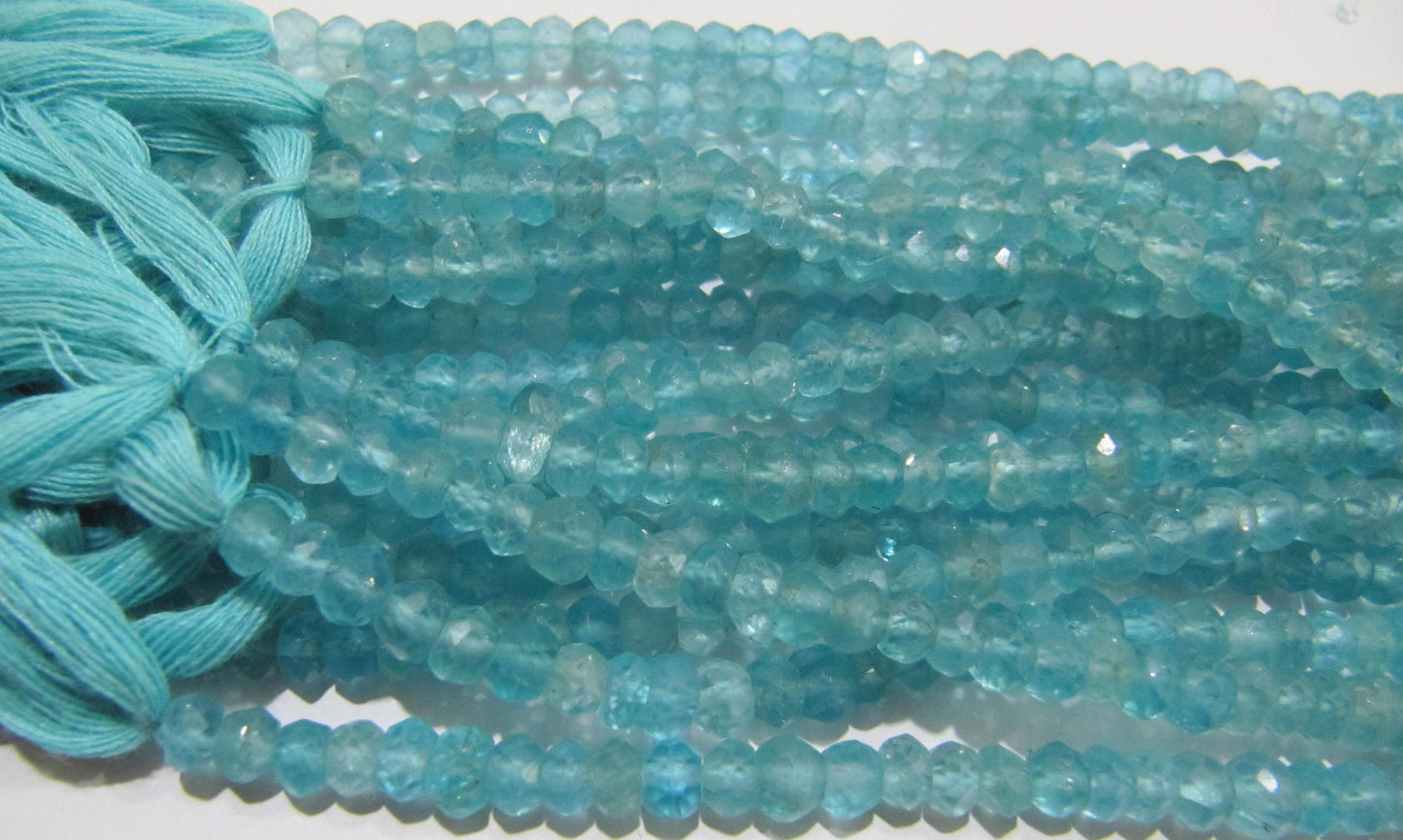 Natural Sky Blue Apatite Rondelle Faceted 5 mm Beads Strand 13 inches long Best Quality Wholesale prices jewelry making gemstone beads