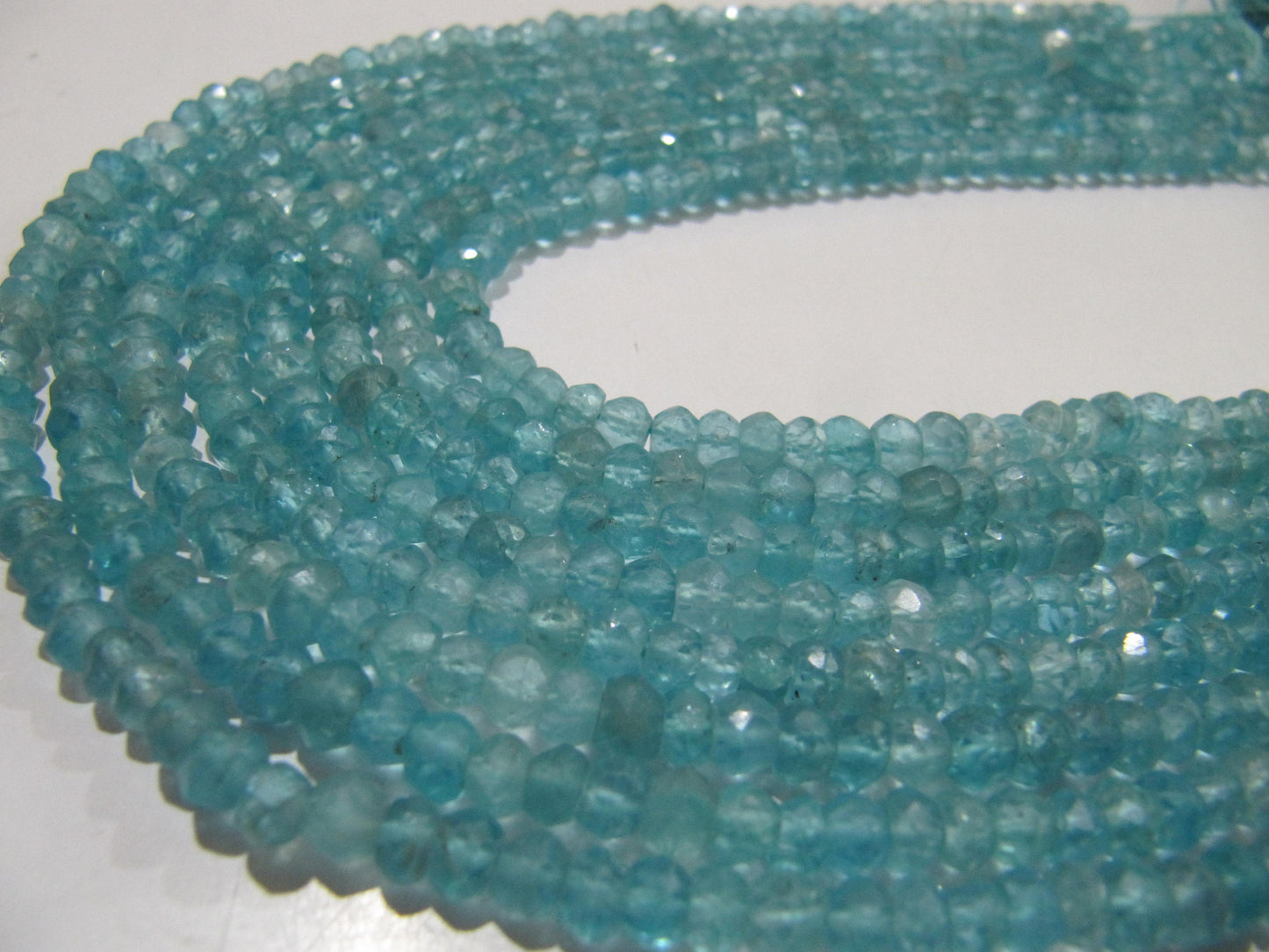 Natural Sky Blue Apatite Rondelle Faceted 5 mm Beads Strand 13 inches long Best Quality Wholesale prices jewelry making gemstone beads