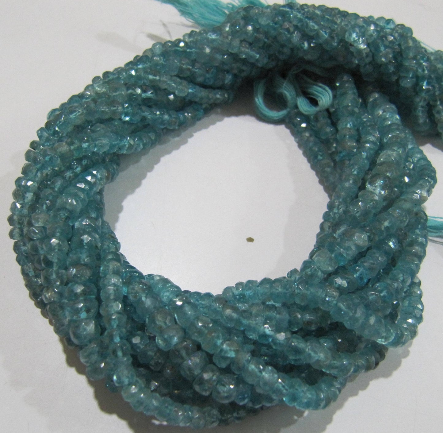 Natural Sky Blue Apatite Rondelle Faceted 3 mm Beads Strand 13 inches long Best Quality Wholesale prices jewelry making gemstone beads