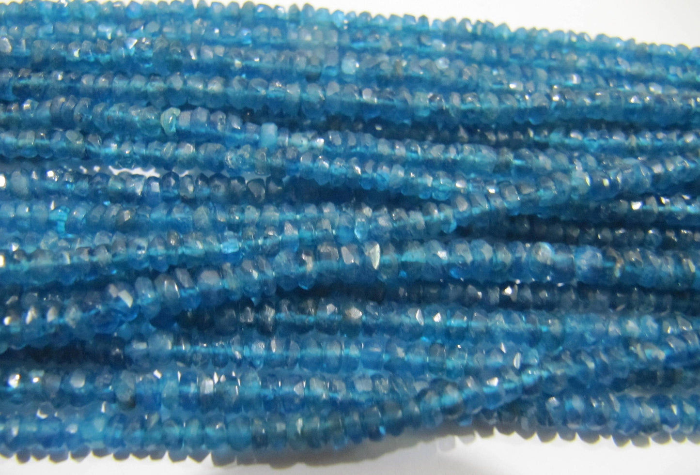 Natural Neon Apatite Rondelle Faceted 4-5mm Beads Strand 13 inches long Best Quality Wholesale prices jewelry making gemstone beads