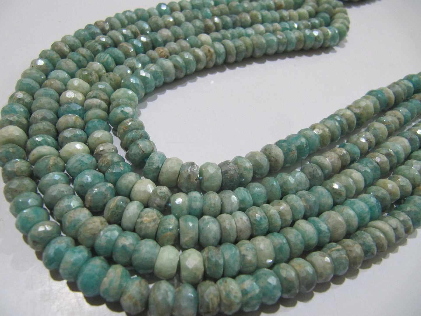 Natural Amazonite Rondelle Faceted  Silver AB Mystic Coated 7 -8mm Gemstone Beads Strand 13 inches long High Quality Wholesale Prices