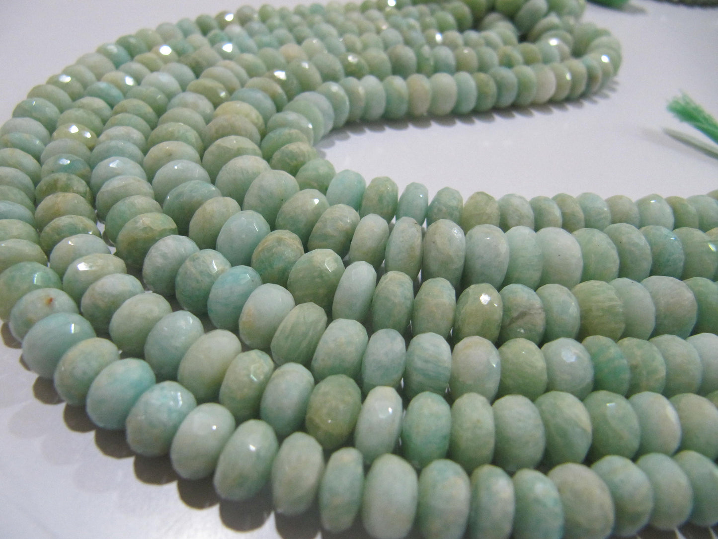 Natural Green Amazonite Rondelle Faceted 9-10 mm Gemstone Beads Strand 10 inch long High Quality Wholesale Prices Jewelry making gemstone