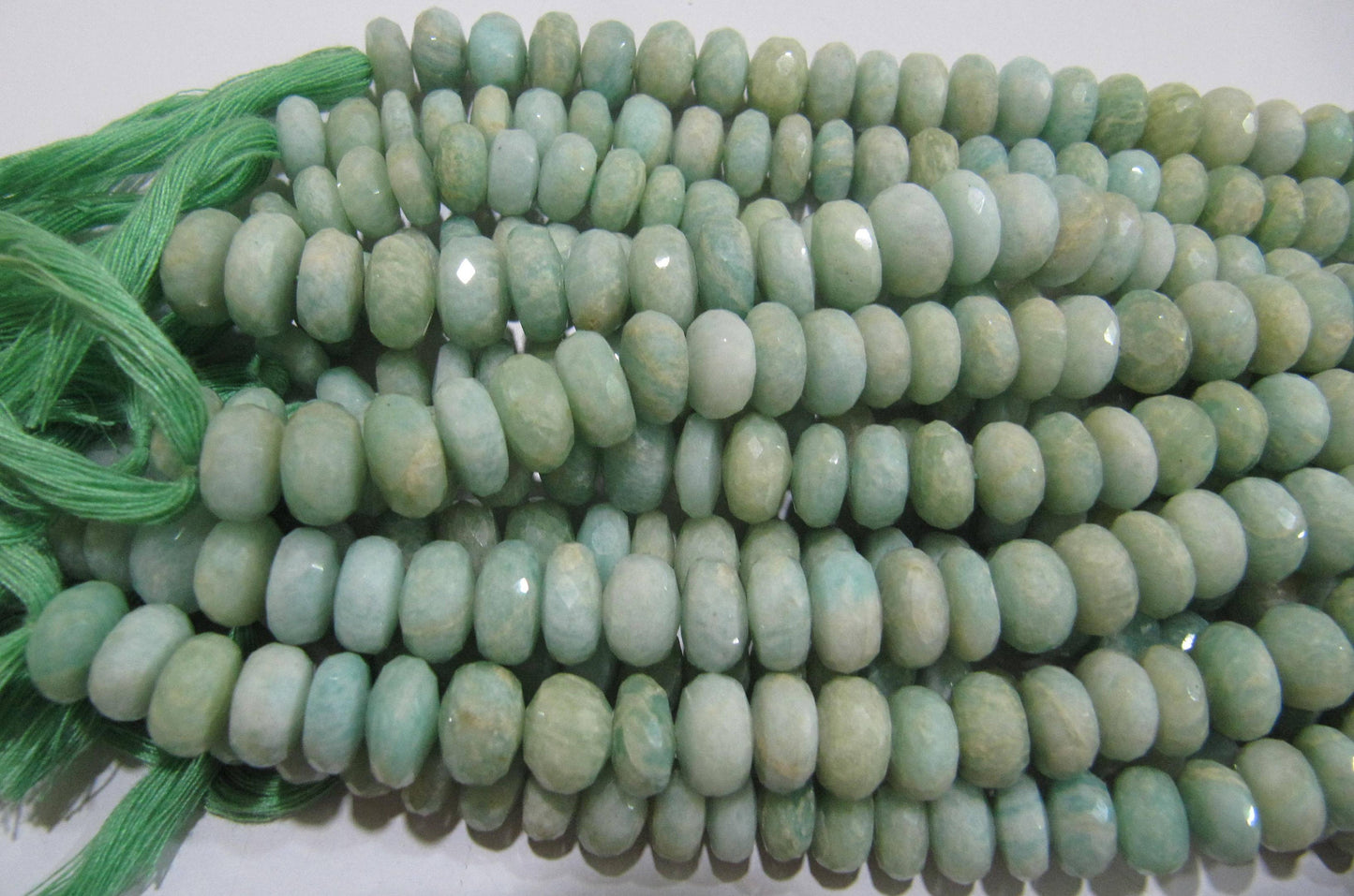 Natural Green Amazonite Rondelle Faceted 9-10 mm Gemstone Beads Strand 10 inch long High Quality Wholesale Prices Jewelry making gemstone
