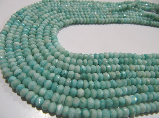 Natural Amazonite Rondelle Faceted 3-4 mm Gemstone Beads Strand 13 inch long High Quality Wholesale Prices Jewelry making gemstone beads