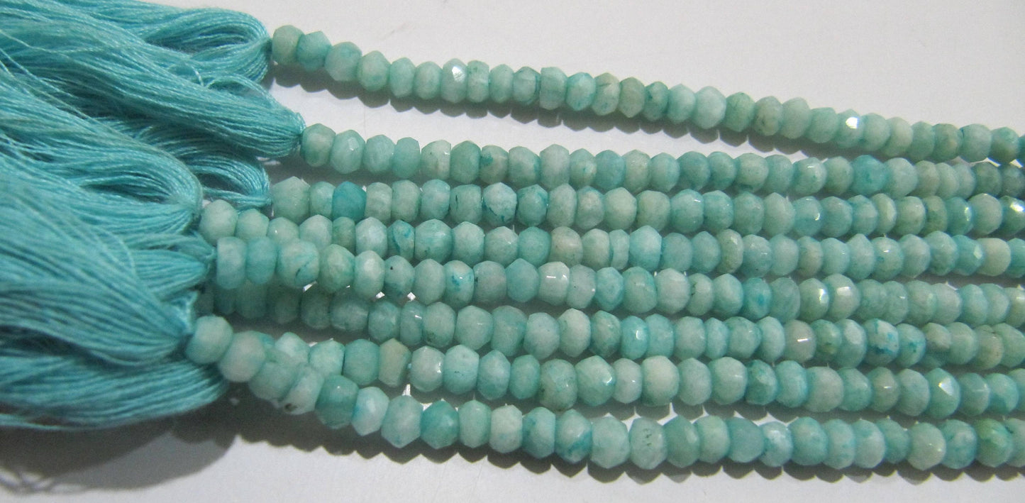 Natural Amazonite Rondelle Faceted 3-4 mm Gemstone Beads Strand 13 inch long High Quality Wholesale Prices Jewelry making gemstone beads