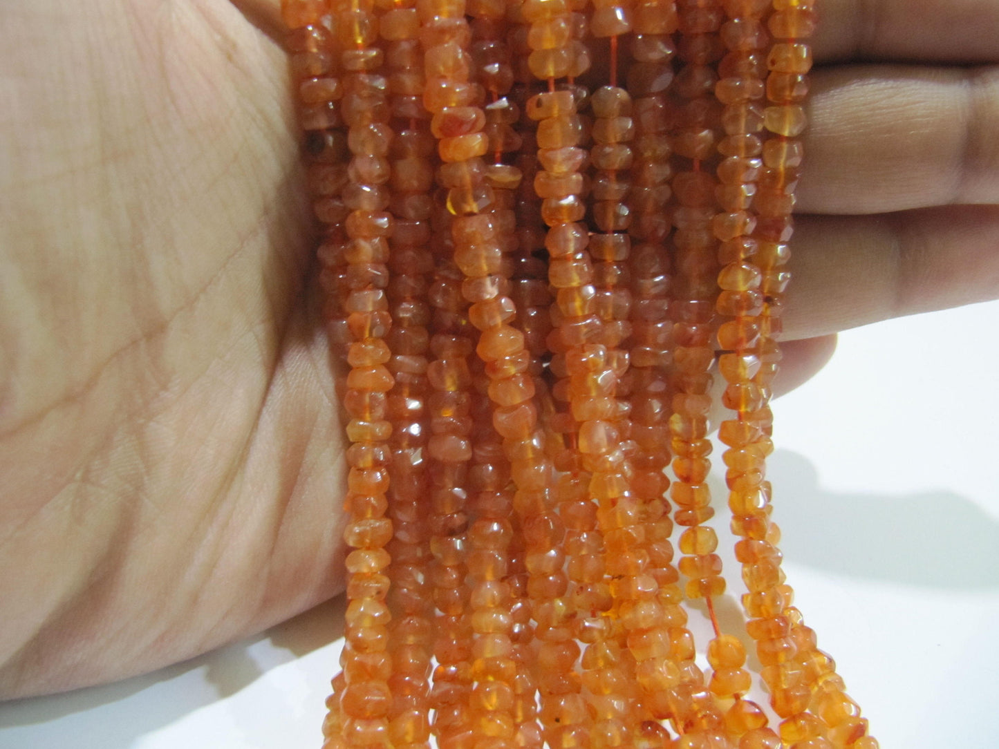 Natural Carnelian Rondelle Faceted 4-5mm Gemstone Beads Strand 13 inches long Top Quality Wholesale Prices Jewelry making gemstone beads