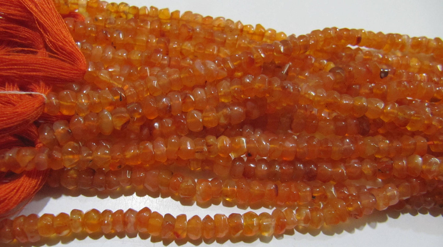 Natural Carnelian Rondelle Faceted 4-5mm Gemstone Beads Strand 13 inches long Top Quality Wholesale Prices Jewelry making gemstone beads