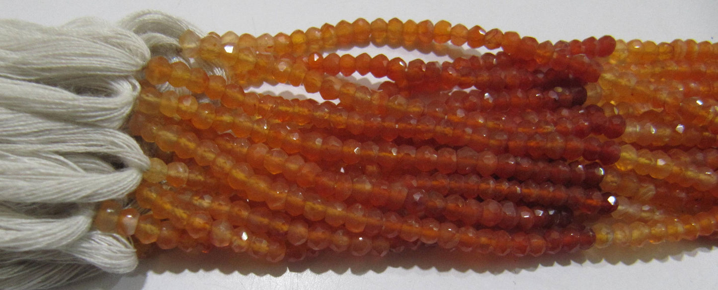 Natural Carnelian Shaded Rondelle Faceted 3-4mm Gemstone Beads Strand 14 inches long Top Quality Wholesale Prices Jewelry making gemstone