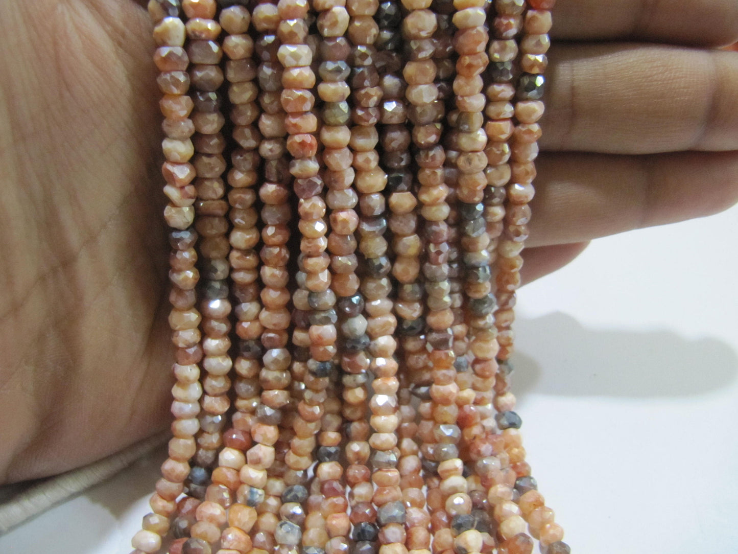 Natural Carnelian Rondelle Faceted Silver AB Mystic Coated 3-4mm Gemstone Beads Strand 13 inches long Top Quality Wholesale Prices