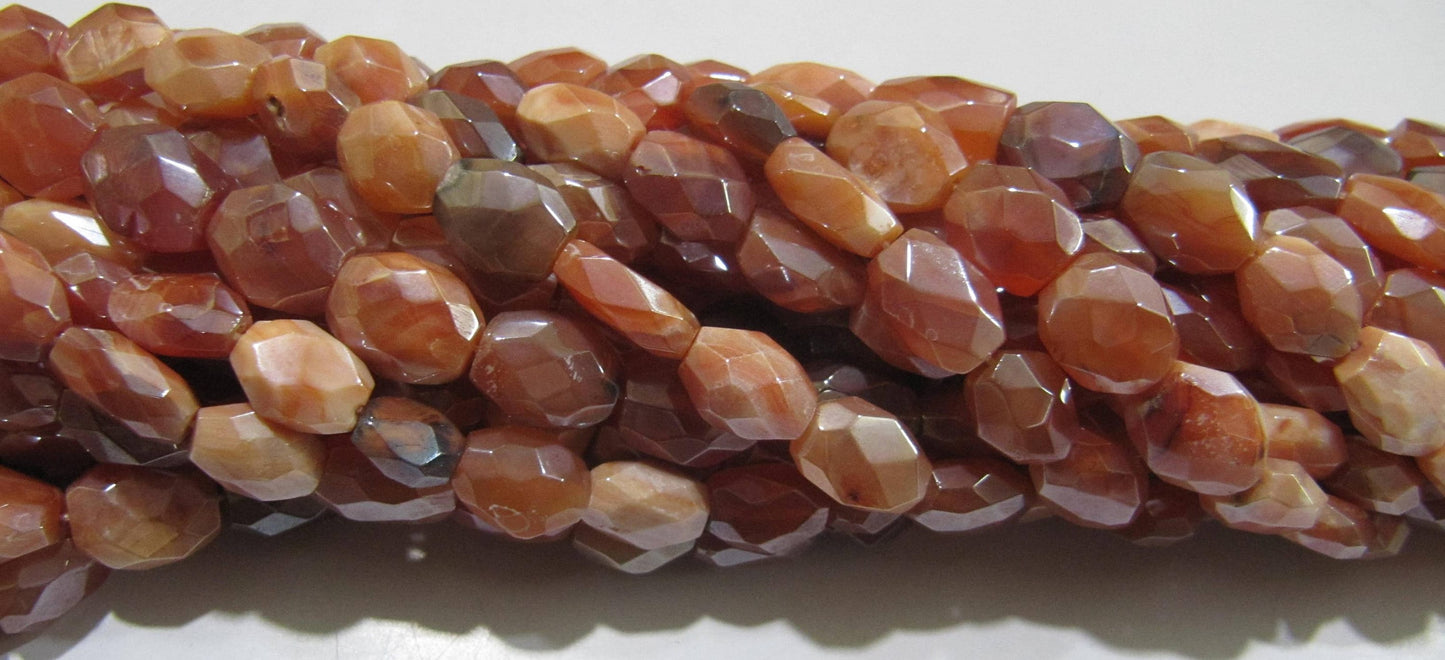 Natural Carnelian Oval Shape Faceted Sliver AB Mystic Coated 6x9mm Gemstone Beads Strand 13 inches long Top Quality Wholesale Prices