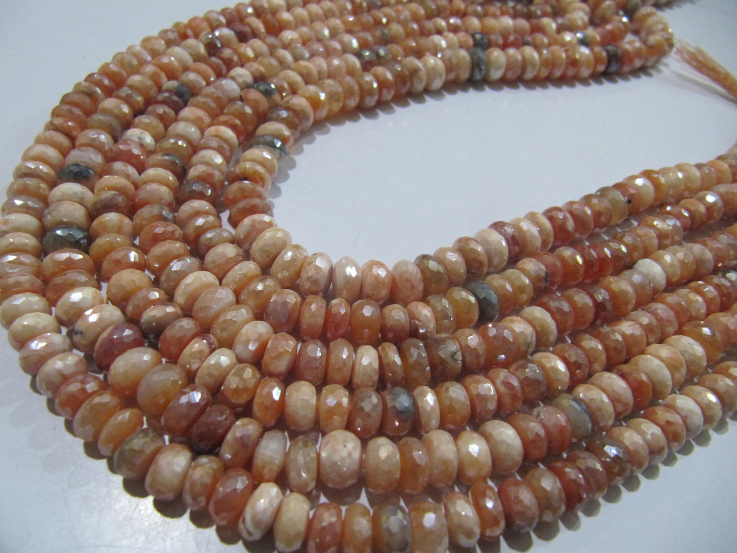 Natural Carnelian Rondelle Faceted Silver AB Mystic Coated 7-8mm Gemstone Beads Strand 8 inches long Top Quality Wholesale Prices