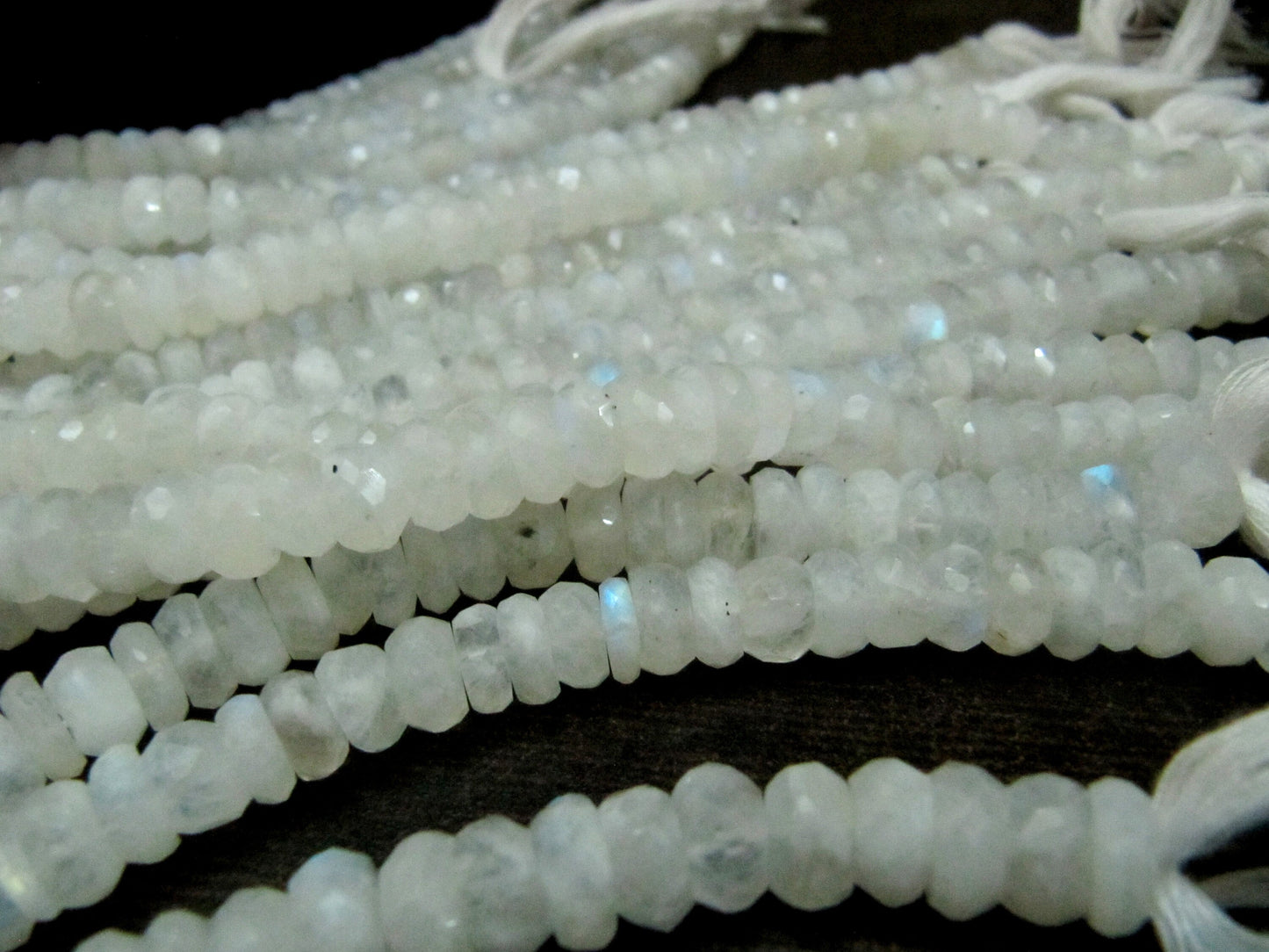 Natural white Rainbow Moonstone Rondelle Faceted Beads 8-9mm Strand 8 inches long Best Quality Blue Flashy Beads Wholesale Prices