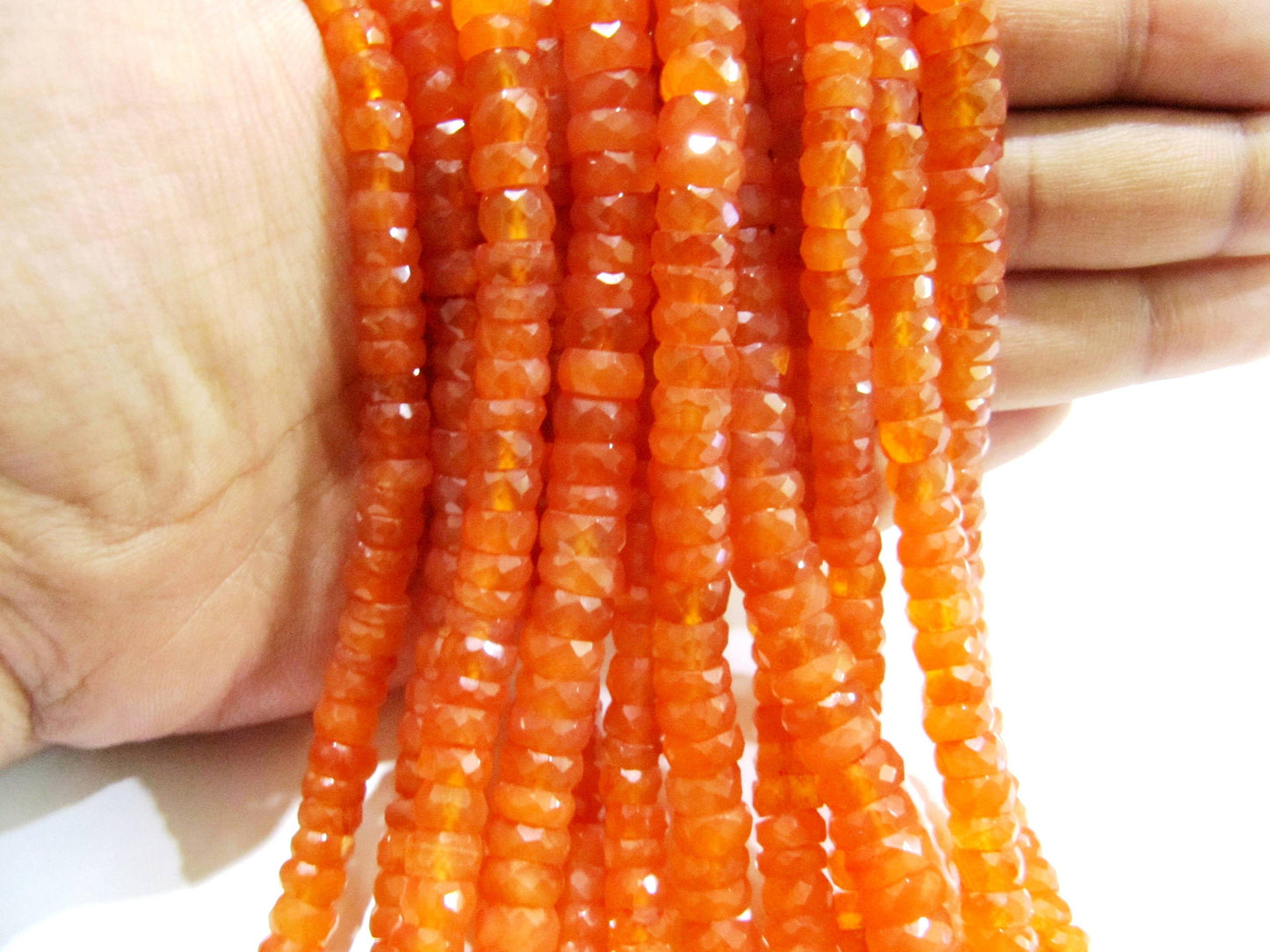 Natural Carnelian Rondelle Faceted 7-8mm Gemstone Beads Strand 8 inches long Top Quality Wholesale Prices Jewelry making gemstone beads