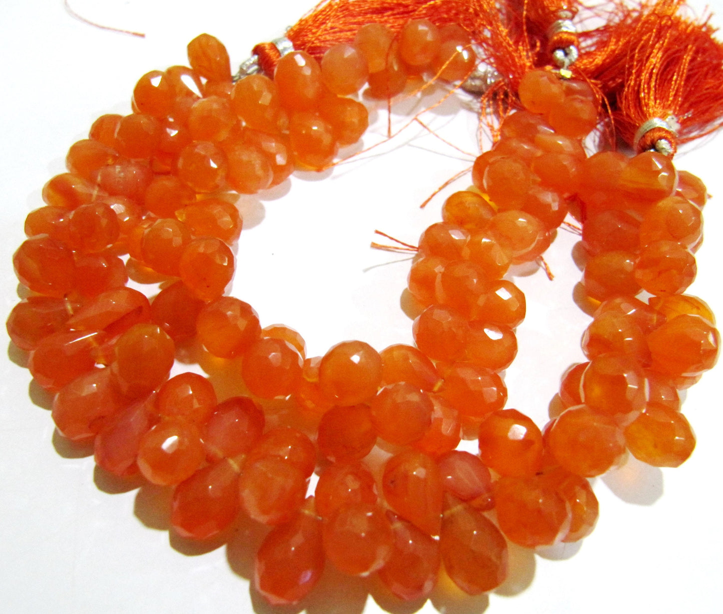 Natural Carnelian Tear drop Shape Briolette Faceted 6x9mm Gemstone Beads Strand 8 inches long Top Quality Wholesale Prices