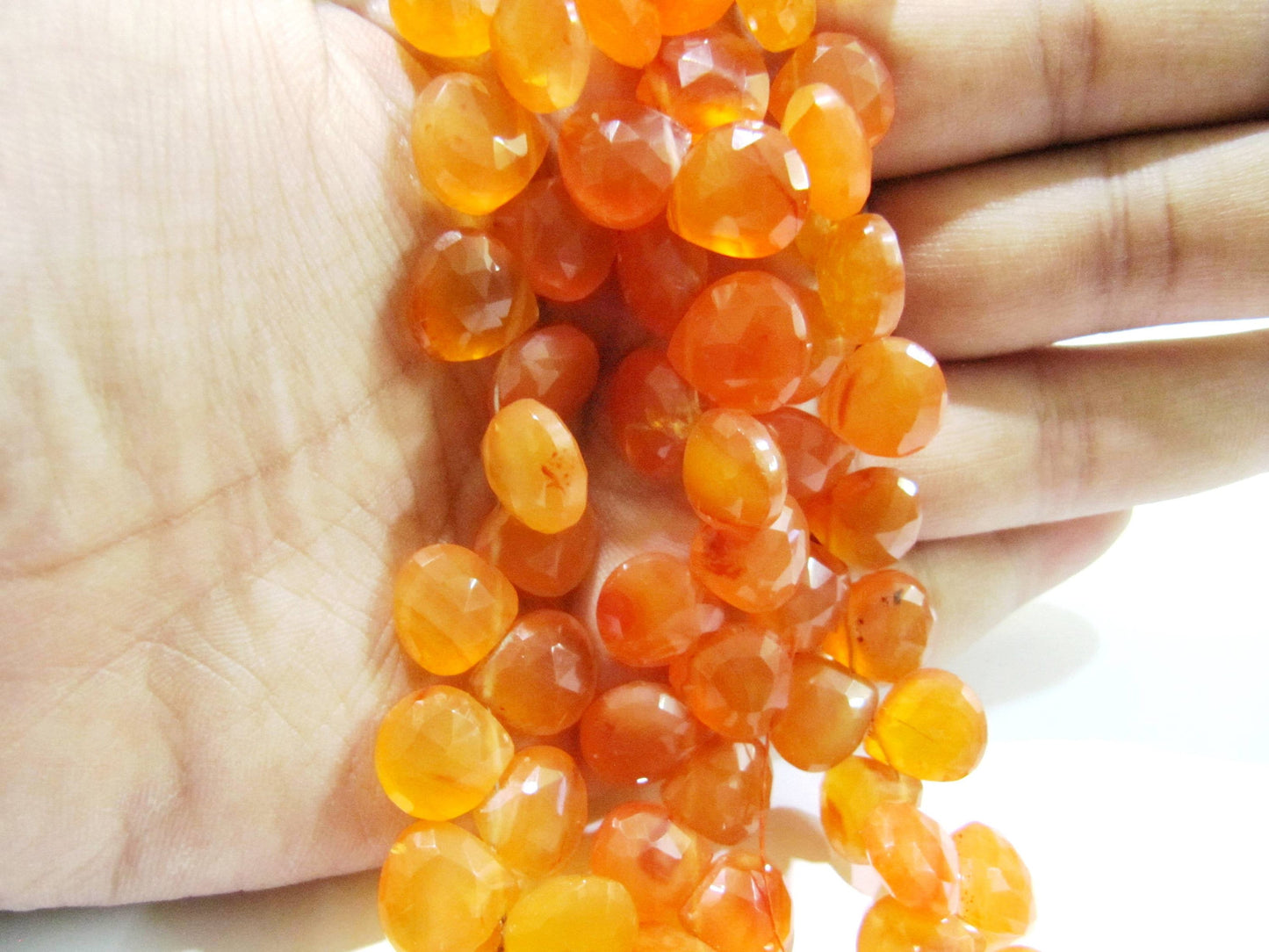 Natural Carnelian Heart Shape Briolette Faceted 10mm Gemstone Beads Strand 8 inches long Top Quality Wholesale Prices jewelry making beads