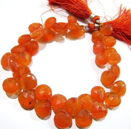 Natural Carnelian Heart Shape Briolette Faceted 10mm Gemstone Beads Strand 8 inches long Top Quality Wholesale Prices jewelry making beads