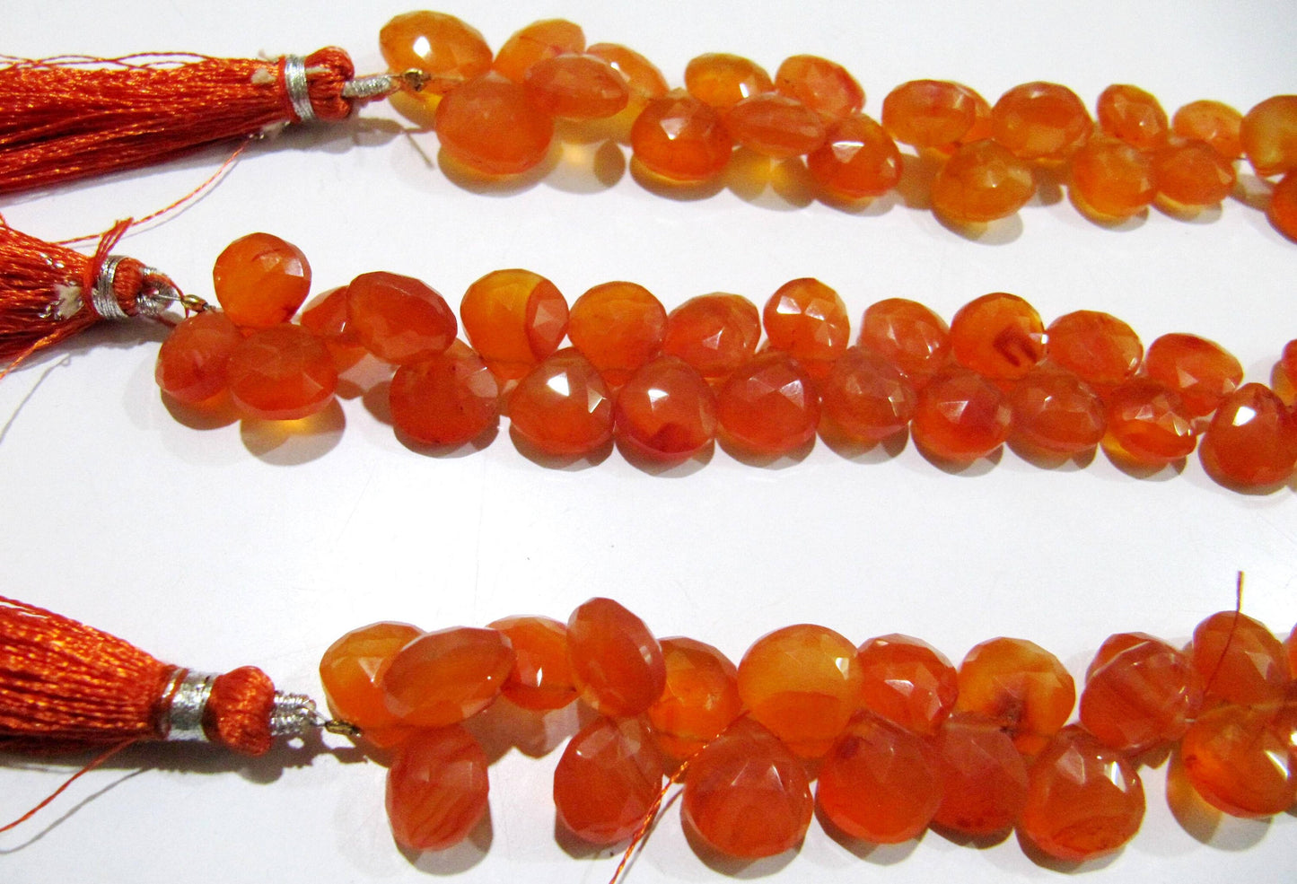 Natural Carnelian Heart Shape Briolette Faceted 10mm Gemstone Beads Strand 8 inches long Top Quality Wholesale Prices jewelry making beads