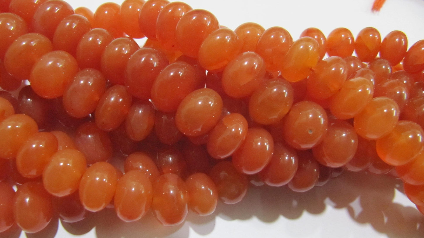 Natural Carnelian Rondelle Plain smooth 8 to12 mm Beads Graduated Strand 8 inches long Best Quality Beads Wholesale Prices gemstone beads
