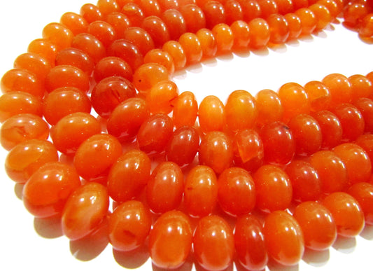 Natural Carnelian Rondelle Plain smooth 8 to12 mm Beads Graduated Strand 8 inches long Best Quality Beads Wholesale Prices gemstone beads