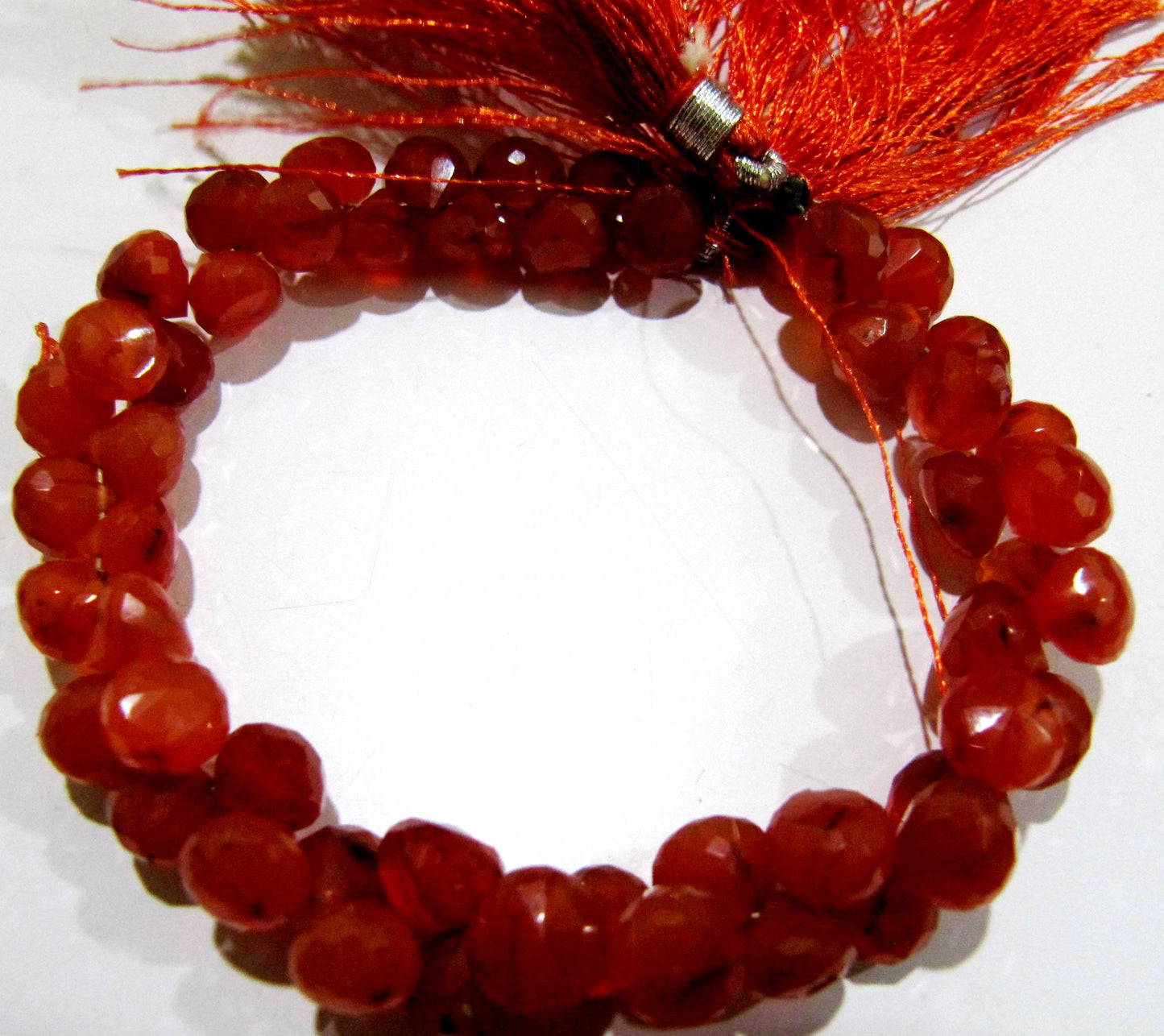 Natural Carnelian Onion shape Briolette Faceted 7-8mm Gemstone Beads Strand 8 inches long Top Quality Wholesale Prices jewelry making beads