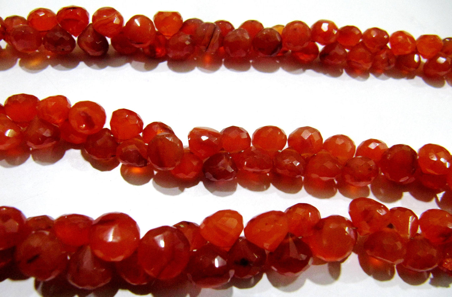 Natural Carnelian Onion shape Briolette Faceted 7-8mm Gemstone Beads Strand 8 inches long Top Quality Wholesale Prices jewelry making beads