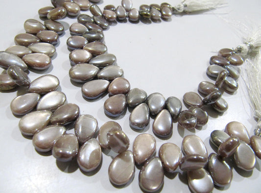 Natural Chocolate Moonstone Pear Shape Plain smooth 9x13mm Beads AB Mystic coated Strand 8 inches long Best Quality Beads Wholesale Price