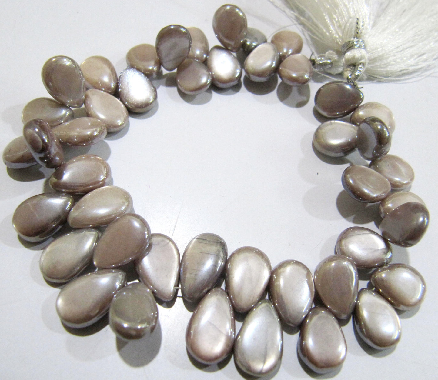 Natural Chocolate Moonstone Pear Shape Plain smooth 9x13mm Beads AB Mystic coated Strand 8 inches long Best Quality Beads Wholesale Price