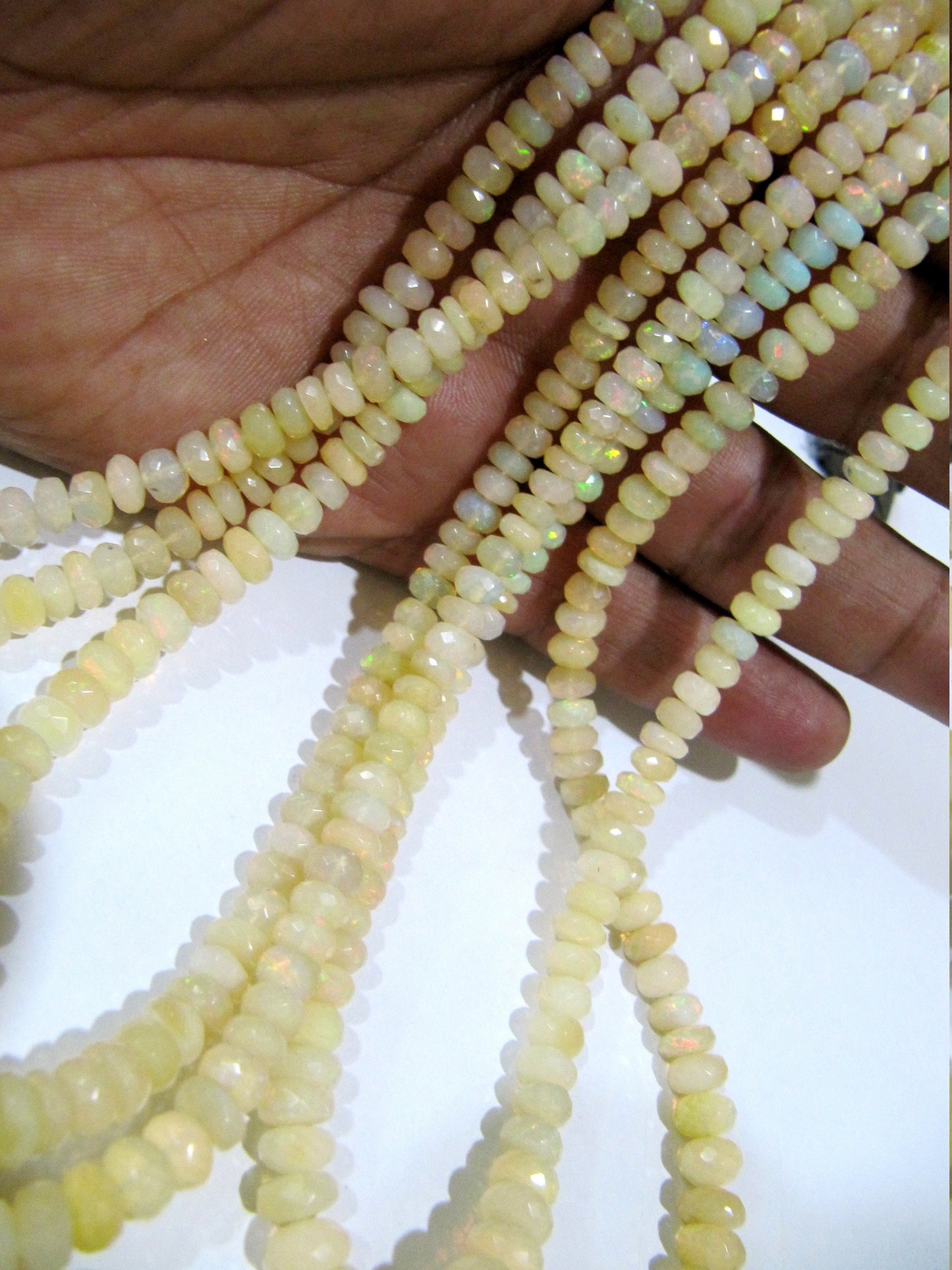 Natural Ethiopian Opal Rondelle Briolette faceted Beads 5 to 9 mm Graduated best Quality Beads Strand 9 inches Long Jewelry making gemstone