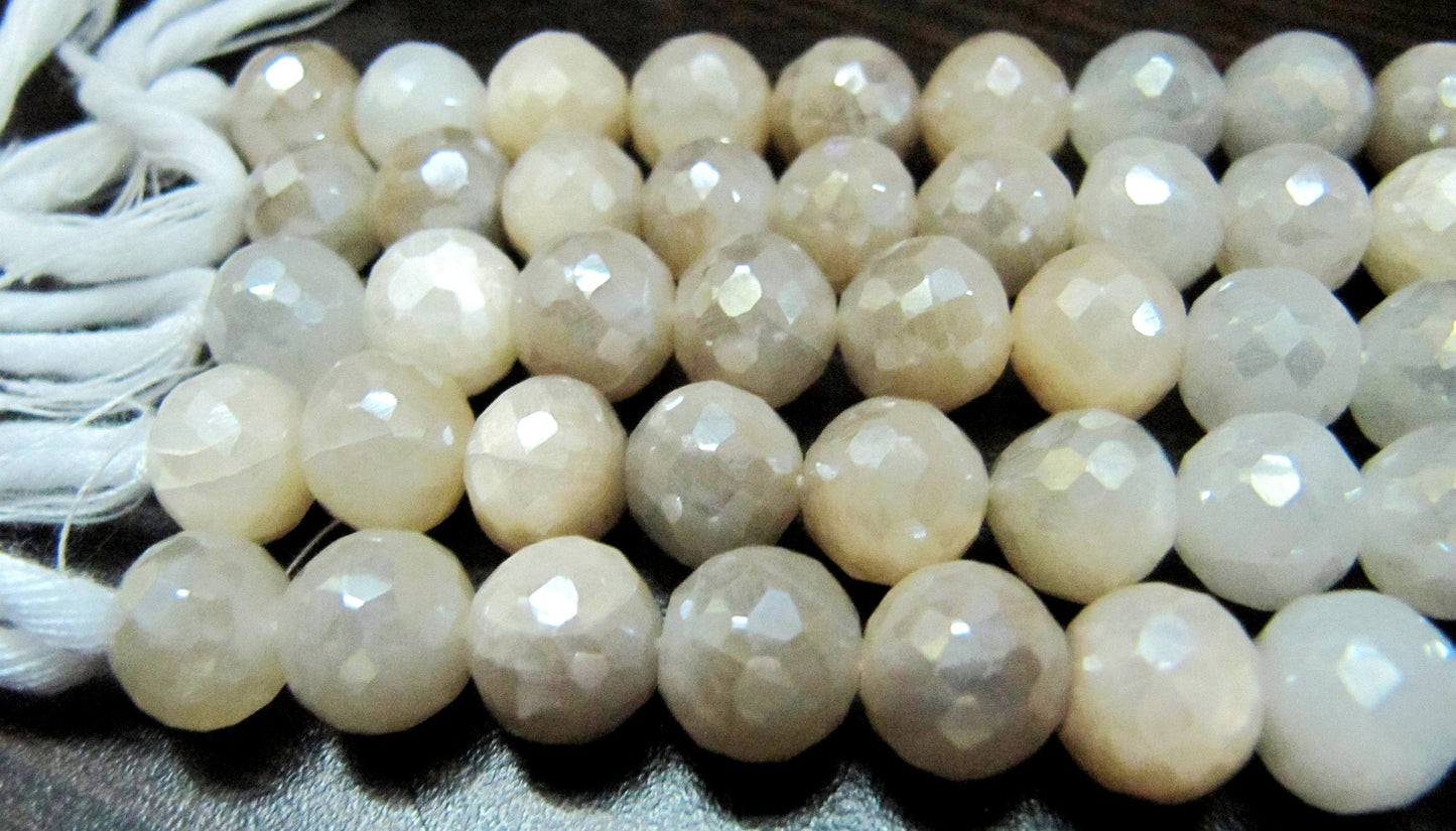 Natural Multi Moonstone Silver AB Mystic Coated Round Shape Plain Smooth  Beads 6 to 9mm Strand 10inch long top Quality Beads Wholesale