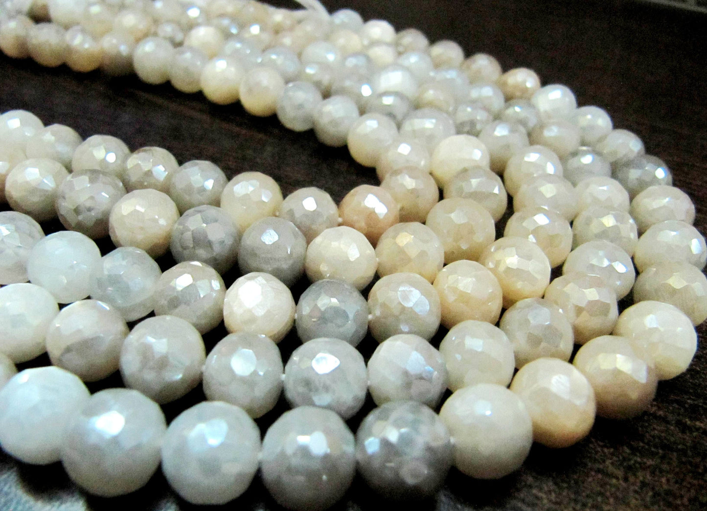 Natural Multi Moonstone Silver AB Mystic Coated Round Shape Plain Smooth  Beads 6 to 9mm Strand 10inch long top Quality Beads Wholesale